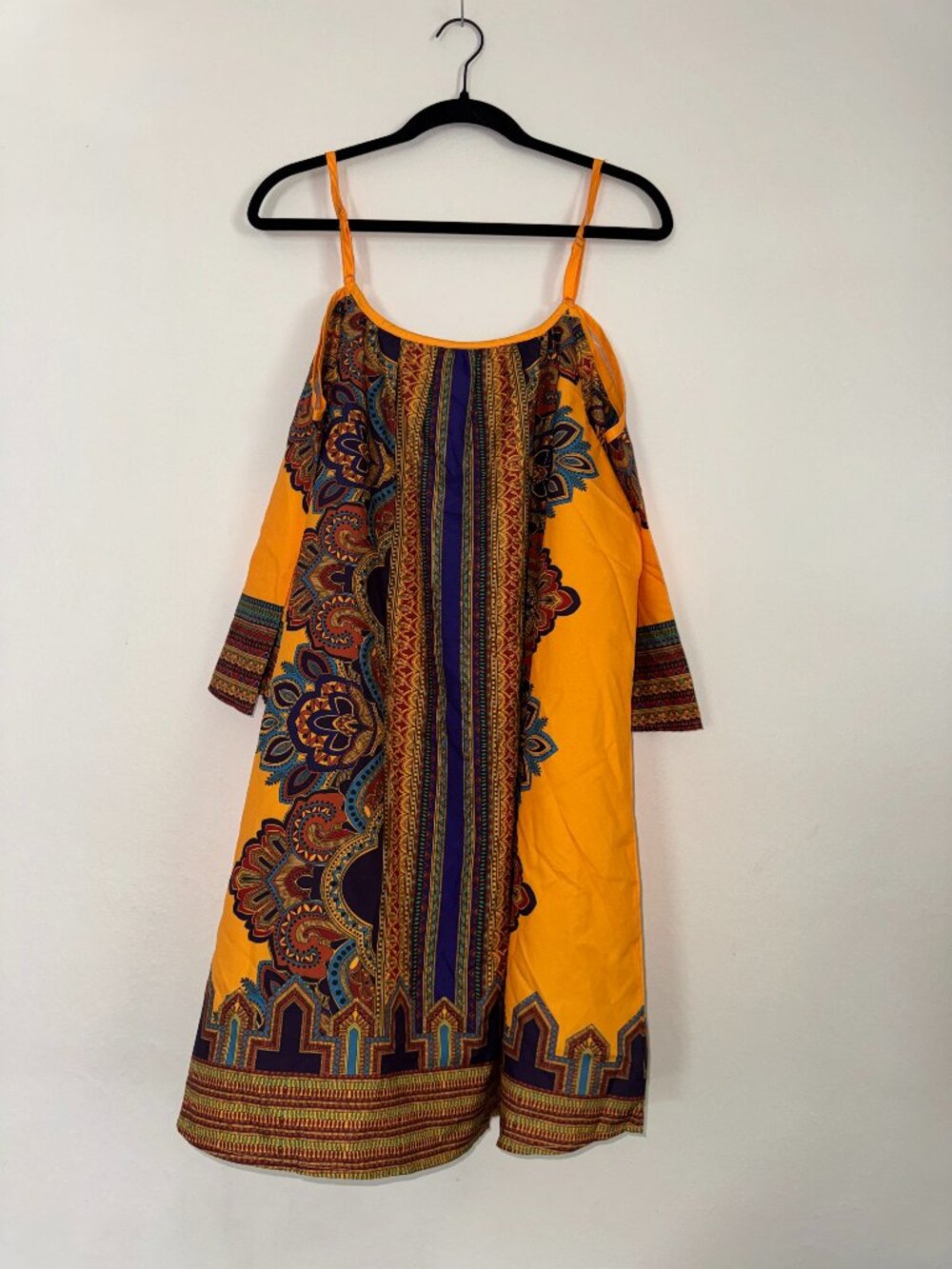 Cold-Shoulder Dashiki Print Mini Dress